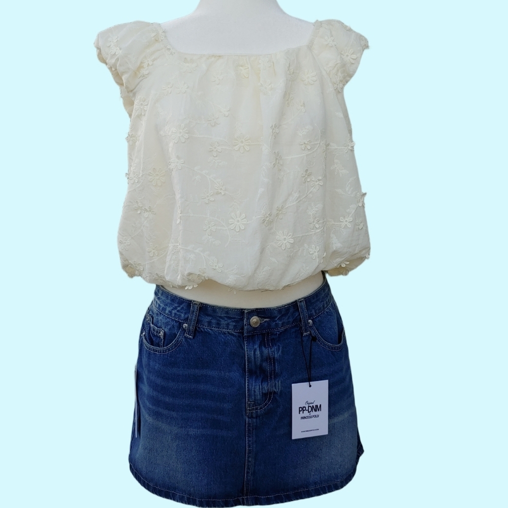PP-DNM Princess Polly Arrte Mid-Rise Blue Denim Skirt Women's 10 NEW NWT - Picture 16 of 17